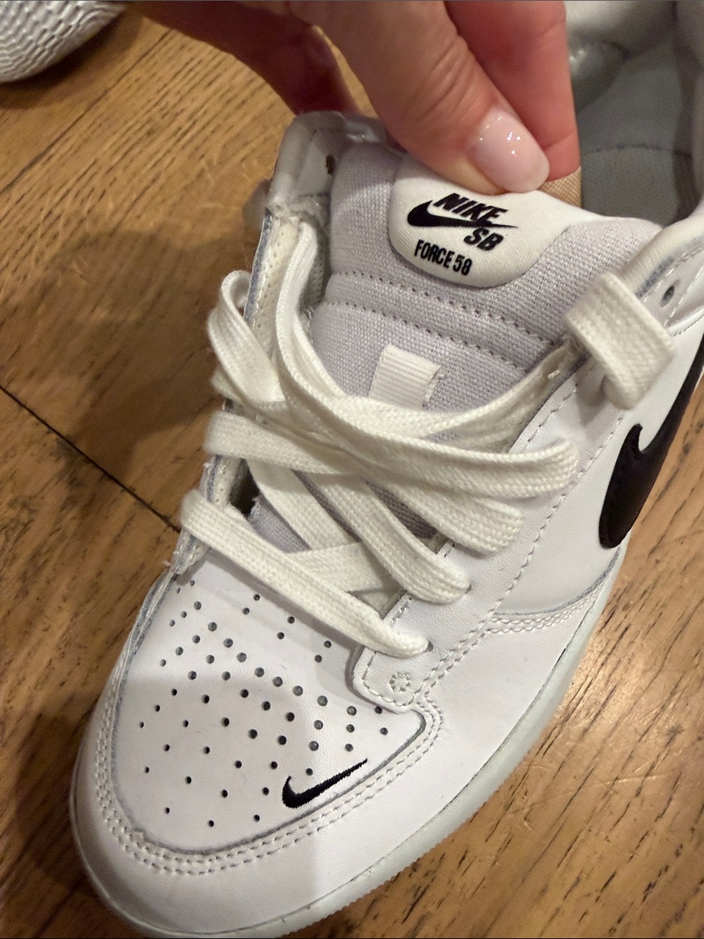 Nike White and Black SB Force 58 Low-Top Sneaker